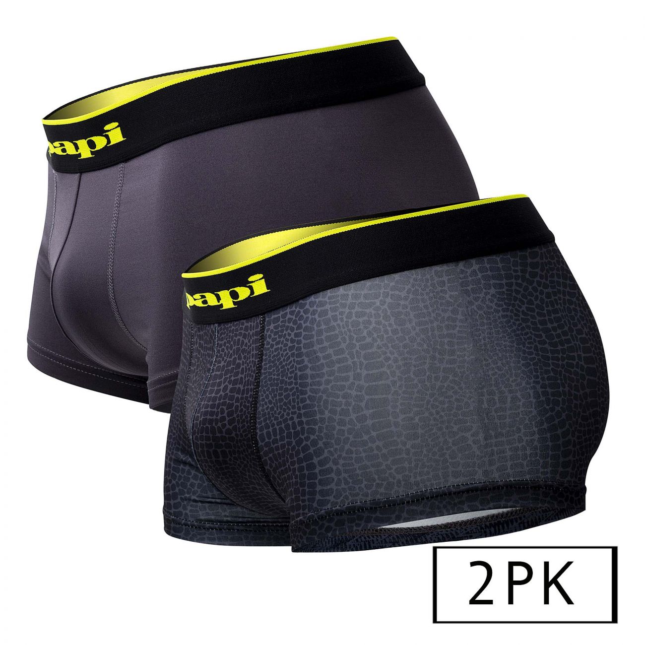Papi UMPA048 2PK Microflex Brazilian Trunks Color Charcoal-Leopard - DealByEthan.gay loves Papi