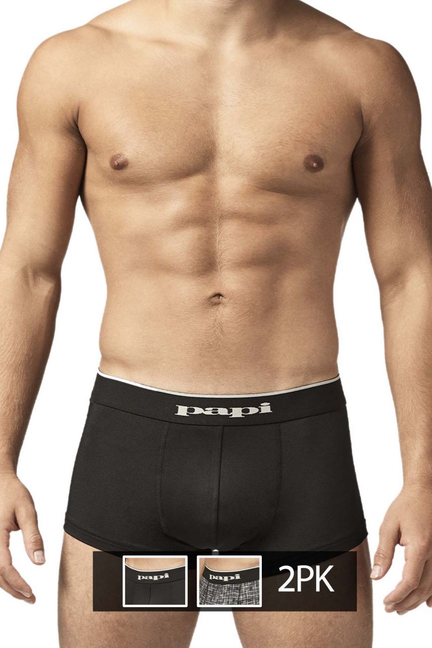 Papi UMPA048 2PK Microflex Brazilian Trunks Color Gray-Texture - DealByEthan.gay loves Papi