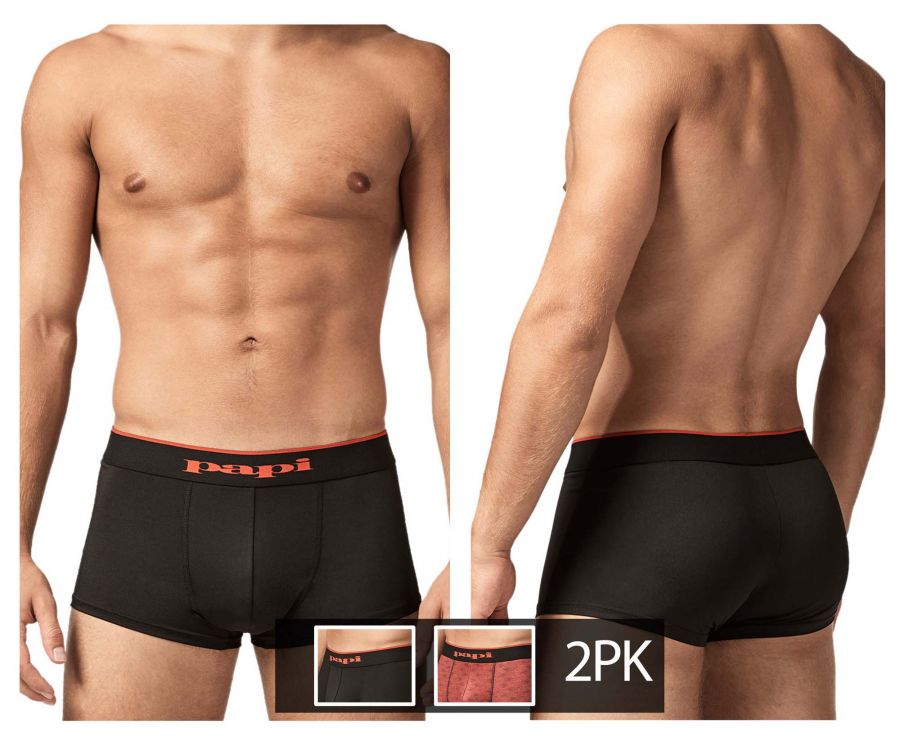 Papi UMPA048 2PK Microflex Brazilian Trunks Color Red-Graphic - DealByEthan.gay loves Papi