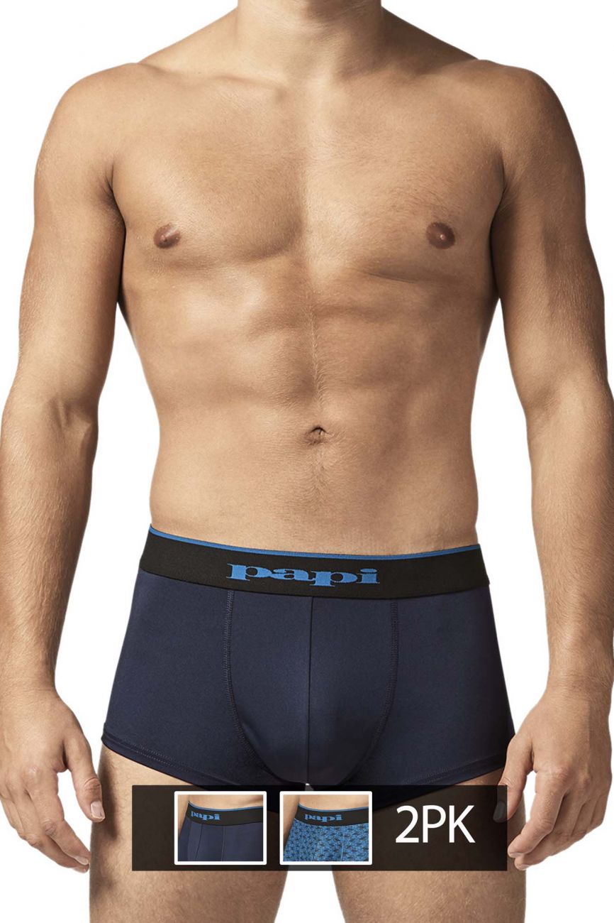 Papi UMPA048 2PK Microflex Brazilian Trunks Color Teal-Graphic - DealByEthan.gay loves Papi
