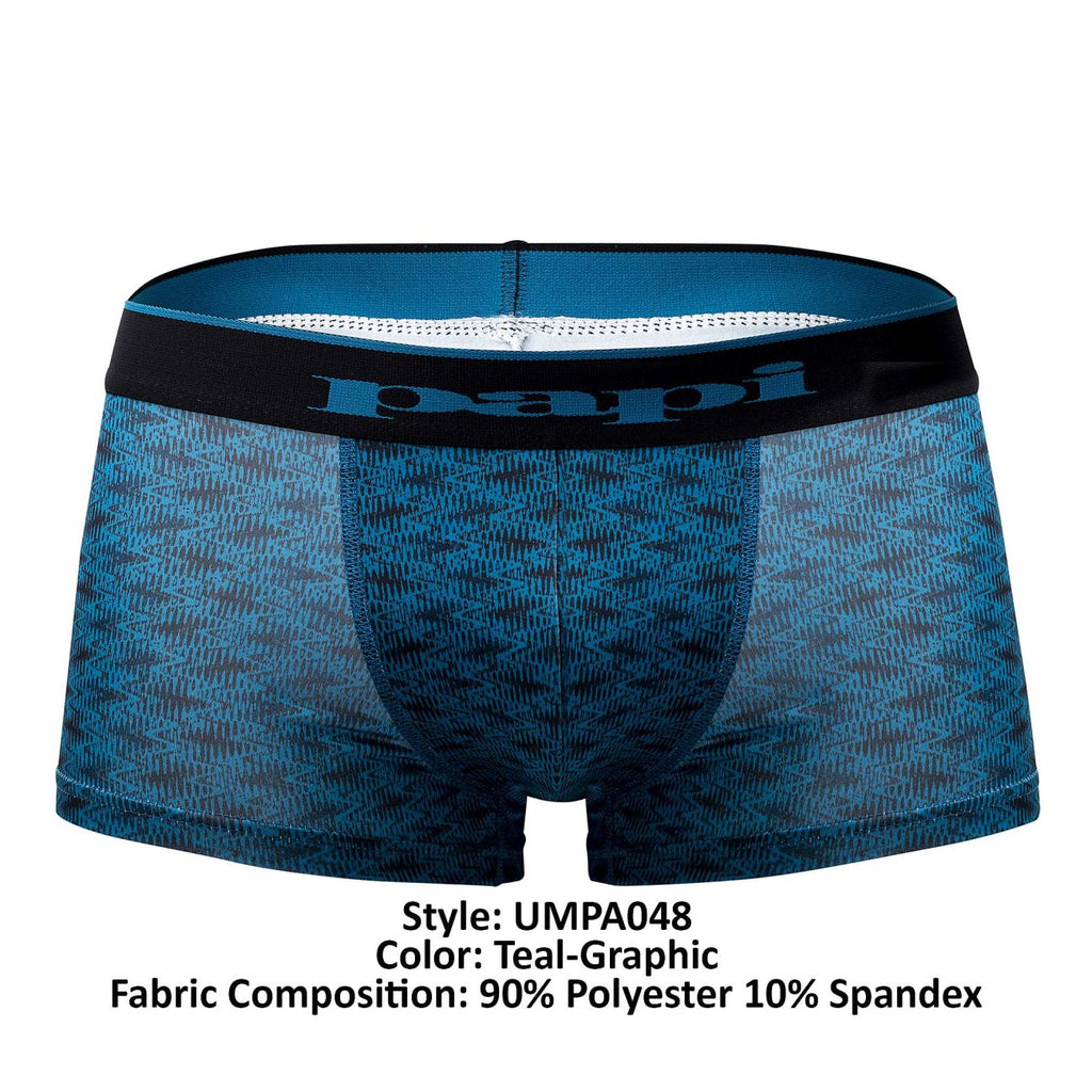 Papi UMPA048 2PK Microflex Brazilian Trunks Color Teal-Graphic - DealByEthan.gay loves Papi