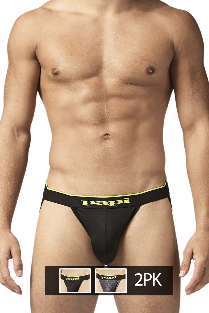 Papi UMPA049 2PK Microflex Jockstrap Color Charcoal-Graphic - DealByEthan.gay loves Papi