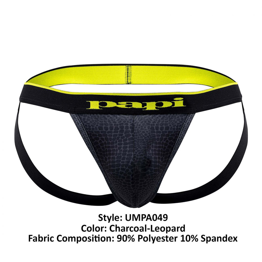 Papi UMPA049 2PK Microflex Jockstrap Color Charcoal-Leopard - DealByEthan.gay loves Papi