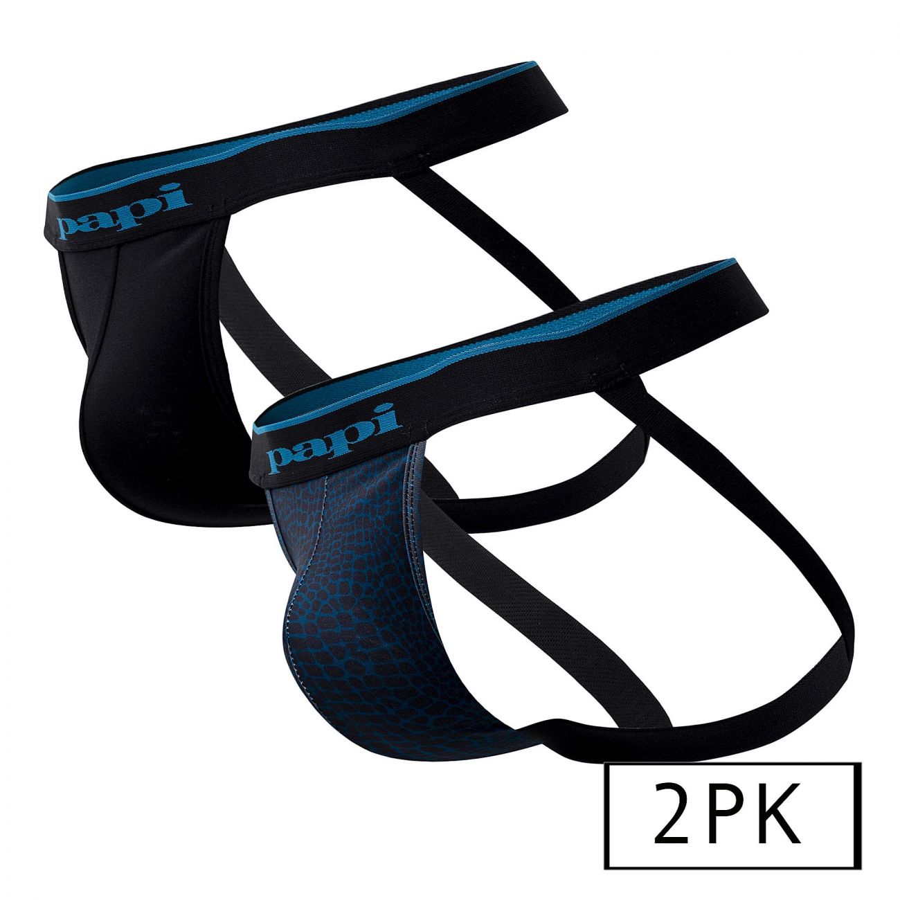 Papi UMPA049 2PK Microflex Jockstrap Color Teal-Leopard - DealByEthan.gay loves Papi