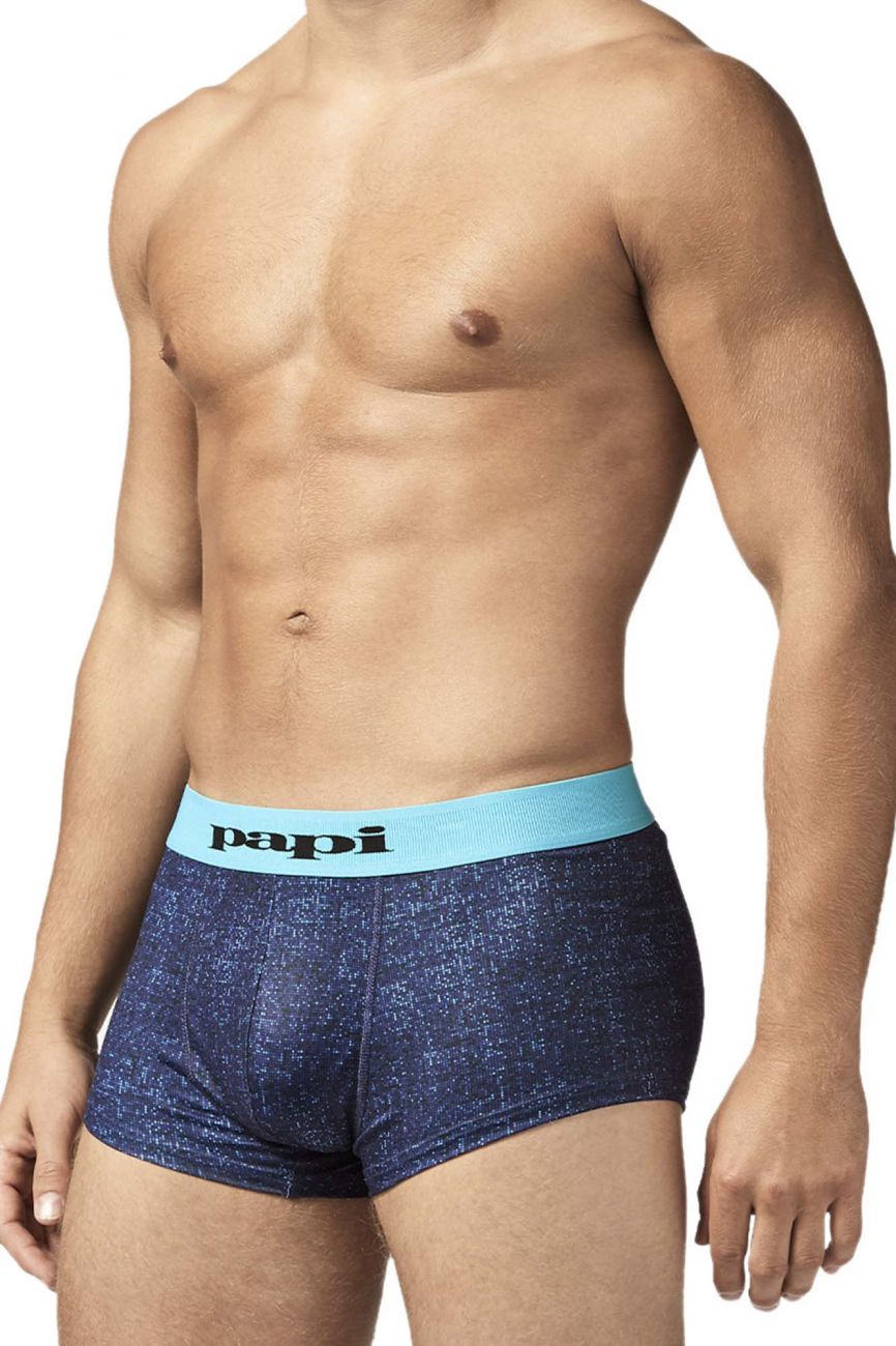 Papi UMPA050 Fashion Microflex Brazilian Trunks Color Blue Pixel Print - DealByEthan.gay loves Papi