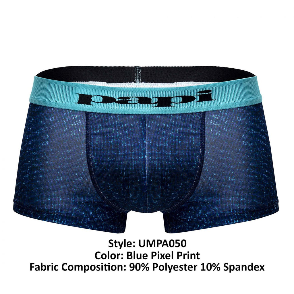 Papi UMPA050 Fashion Microflex Brazilian Trunks Color Blue Pixel Print - DealByEthan.gay loves Papi