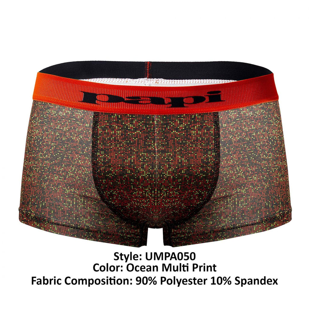 Papi UMPA050 Fashion Microflex Brazilian Trunks Color Orange Pixel Print - DealByEthan.gay loves Papi