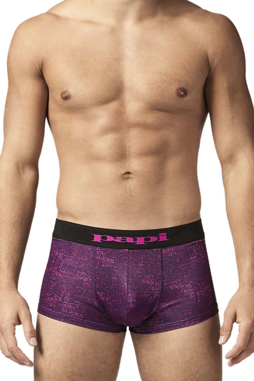 Papi UMPA050 Fashion Microflex Brazilian Trunks Color Purple Pixel Print - DealByEthan.gay loves Papi