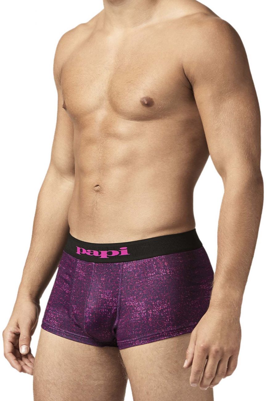 Papi UMPA050 Fashion Microflex Brazilian Trunks Color Purple Pixel Print - DealByEthan.gay loves Papi