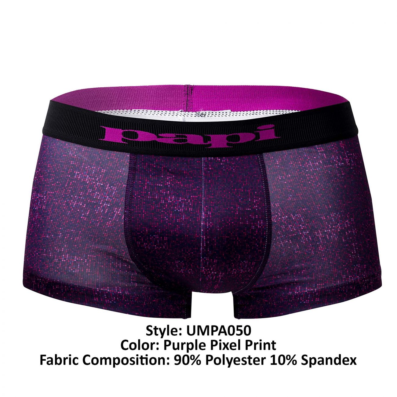 Papi UMPA050 Fashion Microflex Brazilian Trunks Color Purple Pixel Print - DealByEthan.gay loves Papi
