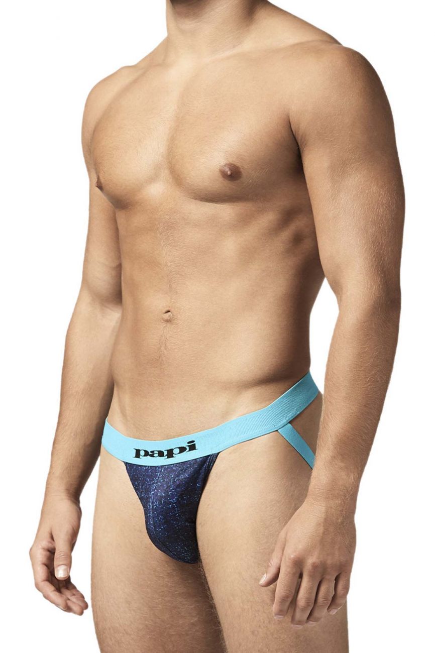 Papi UMPA051 Fashion Microflex Brazilian Jockstrap Color Blue Pixel Print - DealByEthan.gay loves Papi