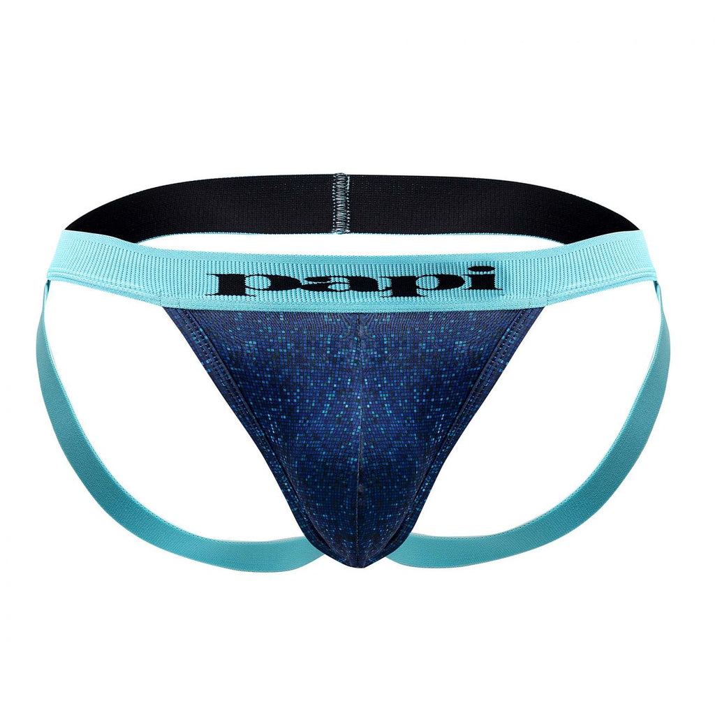 Papi UMPA051 Fashion Microflex Brazilian Jockstrap Color Blue Pixel Print - DealByEthan.gay loves Papi