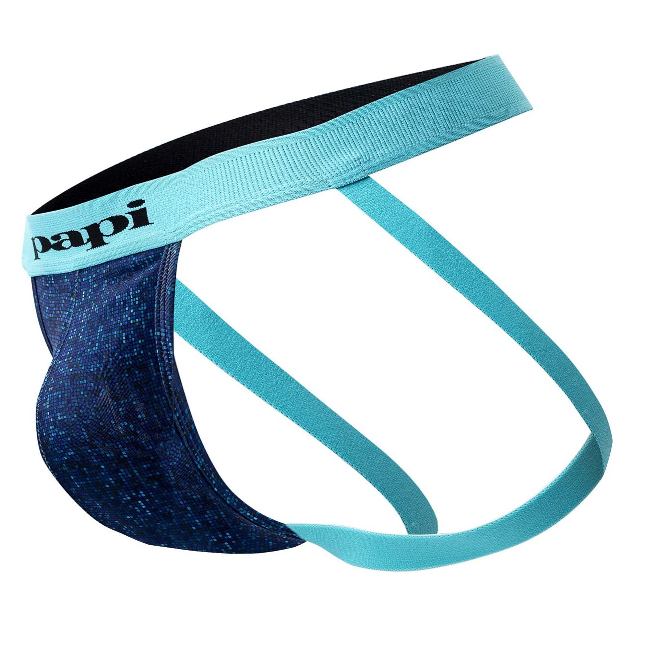 Papi UMPA051 Fashion Microflex Brazilian Jockstrap Color Blue Pixel Print - DealByEthan.gay loves Papi