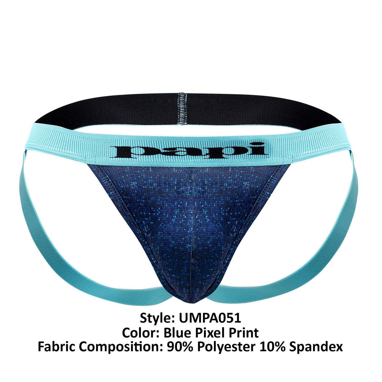 Papi UMPA051 Fashion Microflex Brazilian Jockstrap Color Blue Pixel Print - DealByEthan.gay loves Papi