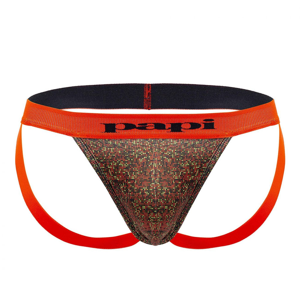 Papi UMPA051 Fashion Microflex Brazilian Jockstrap Color Orange Pixel Print - DealByEthan.gay loves Papi