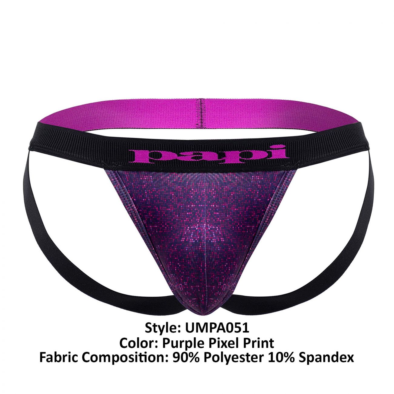 Papi UMPA051 Fashion Microflex Brazilian Jockstrap Color Purple Pixel Print - DealByEthan.gay loves Papi