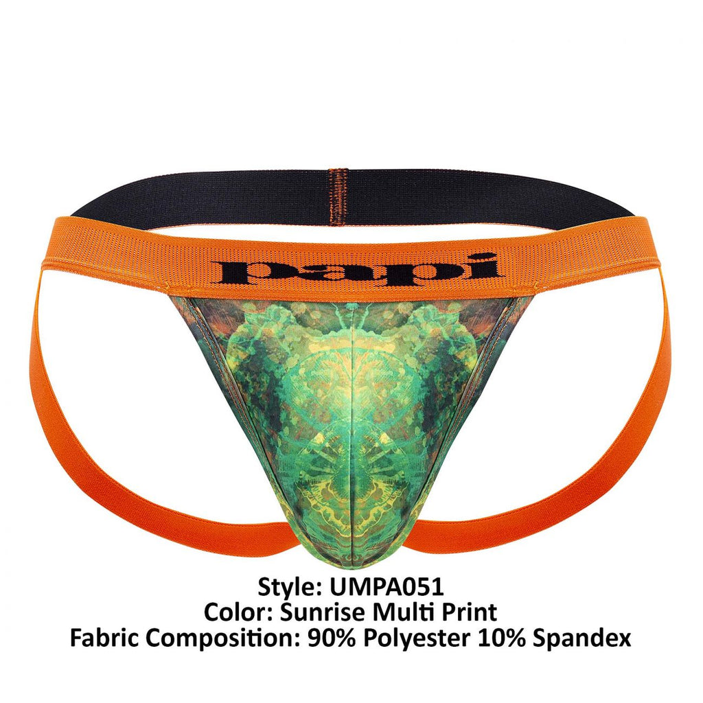 Papi UMPA051 Fashion Microflex Brazilian Jockstrap Color Sunrise Multi Print - DealByEthan.gay loves Papi