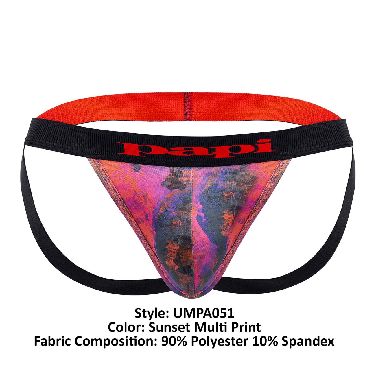 Papi UMPA051 Fashion Microflex Brazilian Jockstrap Color Sunset Multi Print - DealByEthan.gay loves Papi
