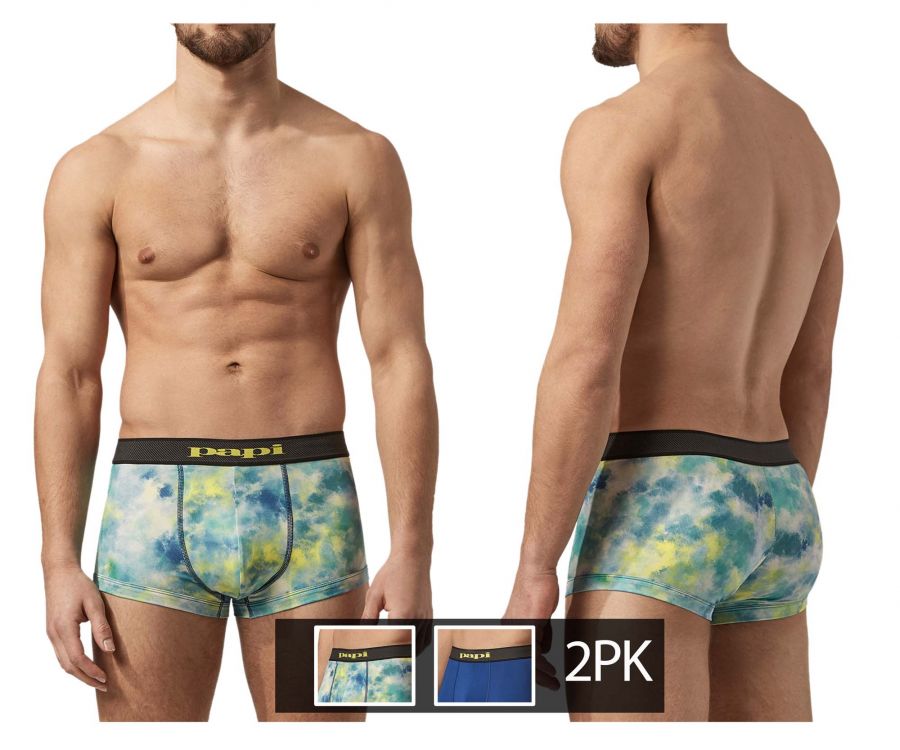 Papi UMPA074 2PK Microflex Brazilian Trunks Color Tie Dye-Blue - DealByEthan.gay loves Papi