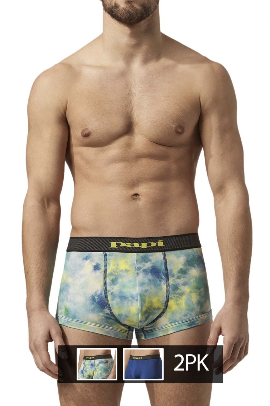 Papi UMPA074 2PK Microflex Brazilian Trunks Color Tie Dye-Blue - DealByEthan.gay loves Papi