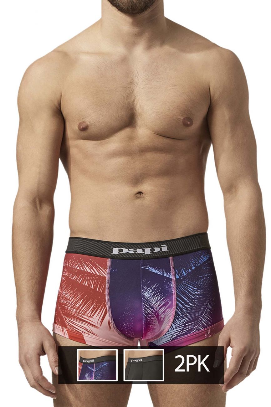 Papi UMPA076 2PK Microflex Brazilian Trunks Color Tropical-Black - DealByEthan.gay loves Papi