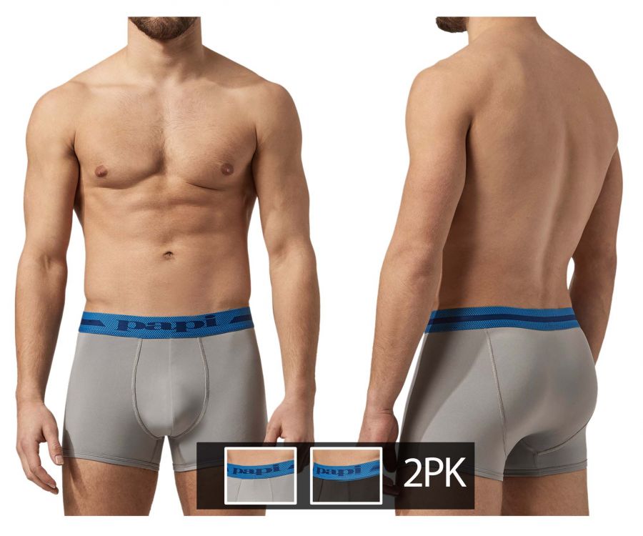 Papi UMPA080 2PK Microflex Brazilian Trunks Color Alloy-Black - DealByEthan.gay loves Papi