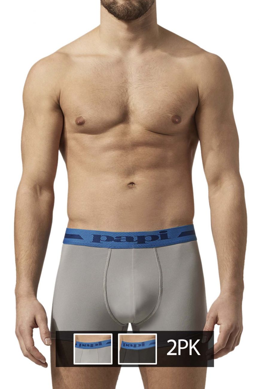 Papi UMPA080 2PK Microflex Brazilian Trunks Color Alloy-Black - DealByEthan.gay loves Papi