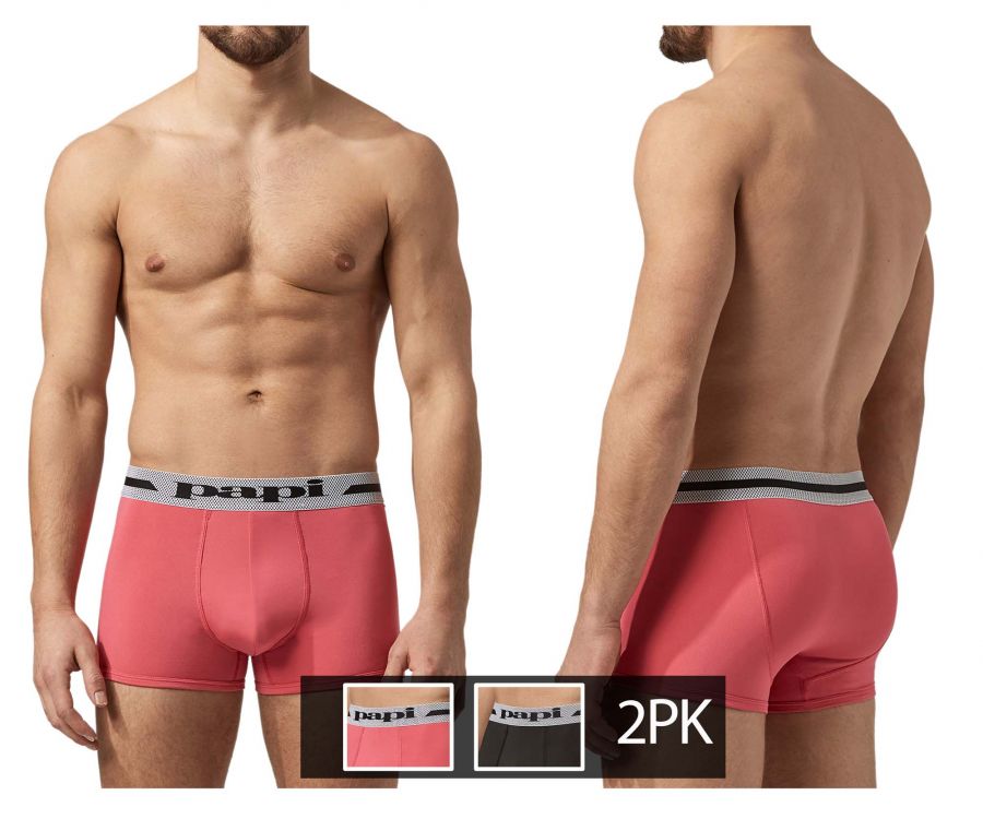 Papi UMPA080 2PK Microflex Brazilian Trunks Color Pink-Black - DealByEthan.gay loves Papi