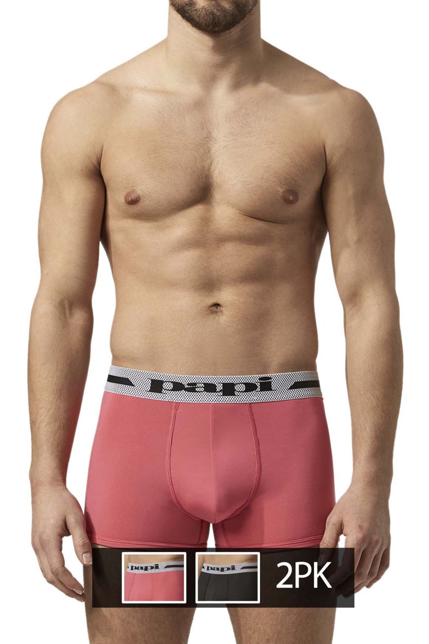 Papi UMPA080 2PK Microflex Brazilian Trunks Color Pink-Black - DealByEthan.gay loves Papi