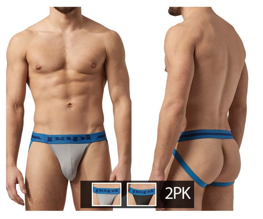 Papi UMPA081 2PK Microflex Jockstrap Color Alloy-Black - DealByEthan.gay loves Papi