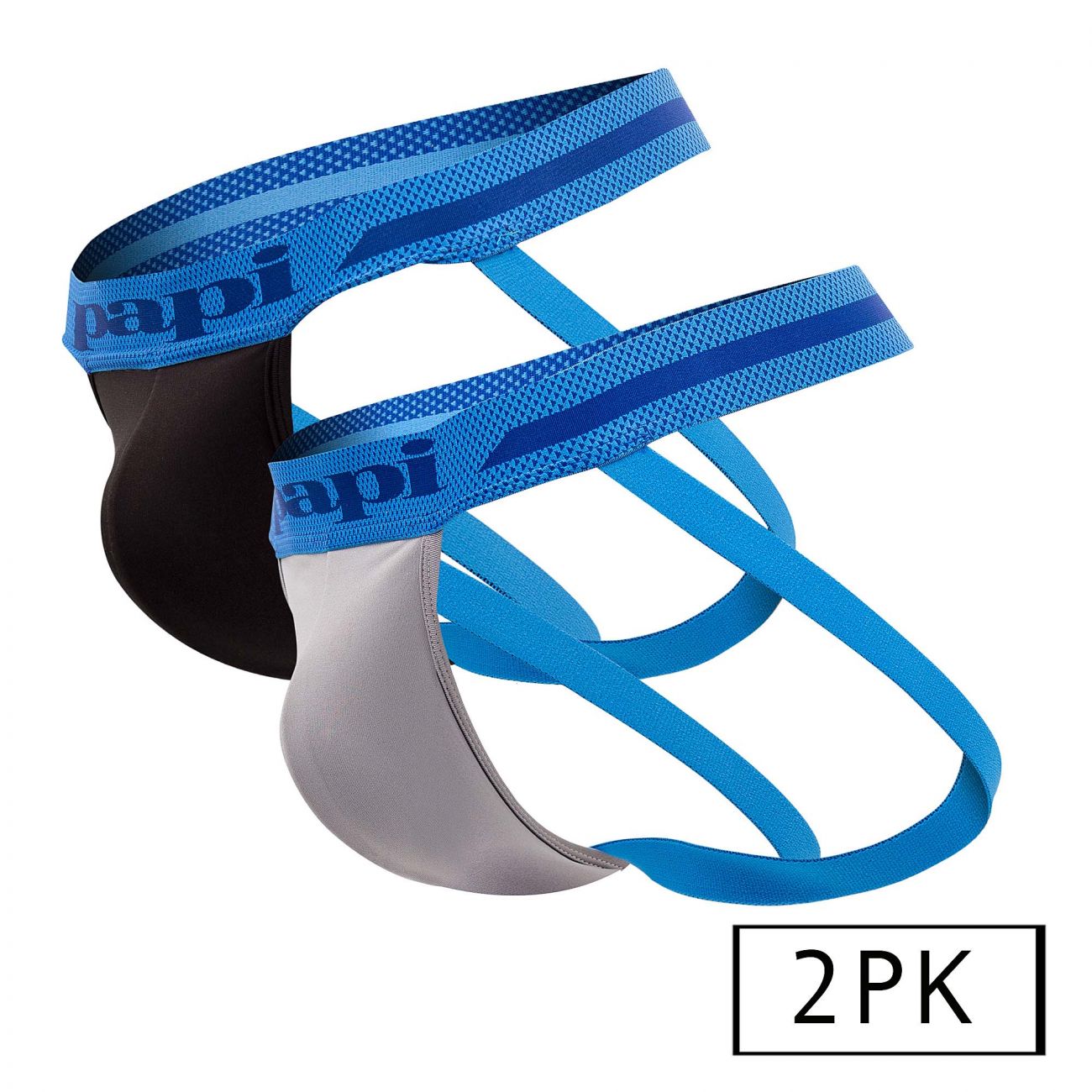 Papi UMPA081 2PK Microflex Jockstrap Color Alloy-Black - DealByEthan.gay loves Papi