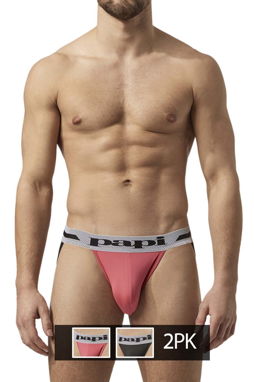 Papi UMPA081 2PK Microflex Jockstrap Color Pink-Black - DealByEthan.gay loves Papi