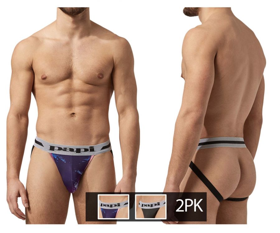 Papi UMPA081 2PK Microflex Jockstrap Color Tropical-Black - DealByEthan.gay loves Papi