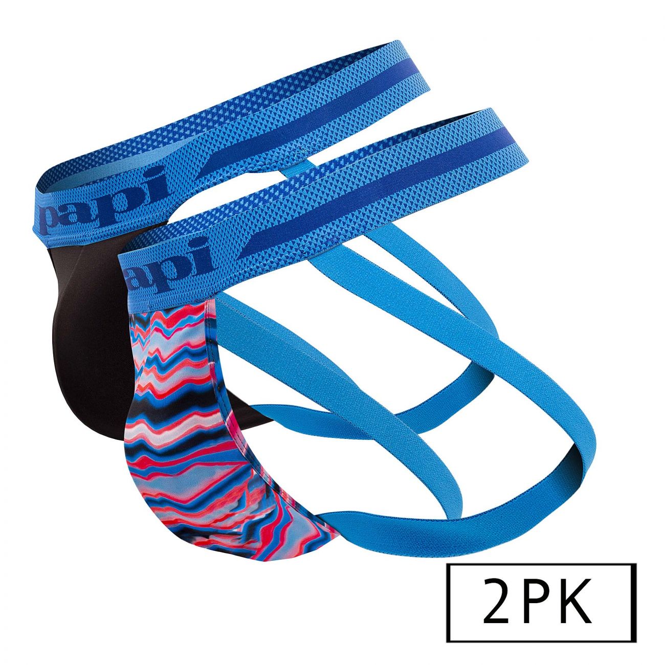 Papi UMPA081 2PK Microflex Jockstrap Color Waves-Black - DealByEthan.gay loves Papi