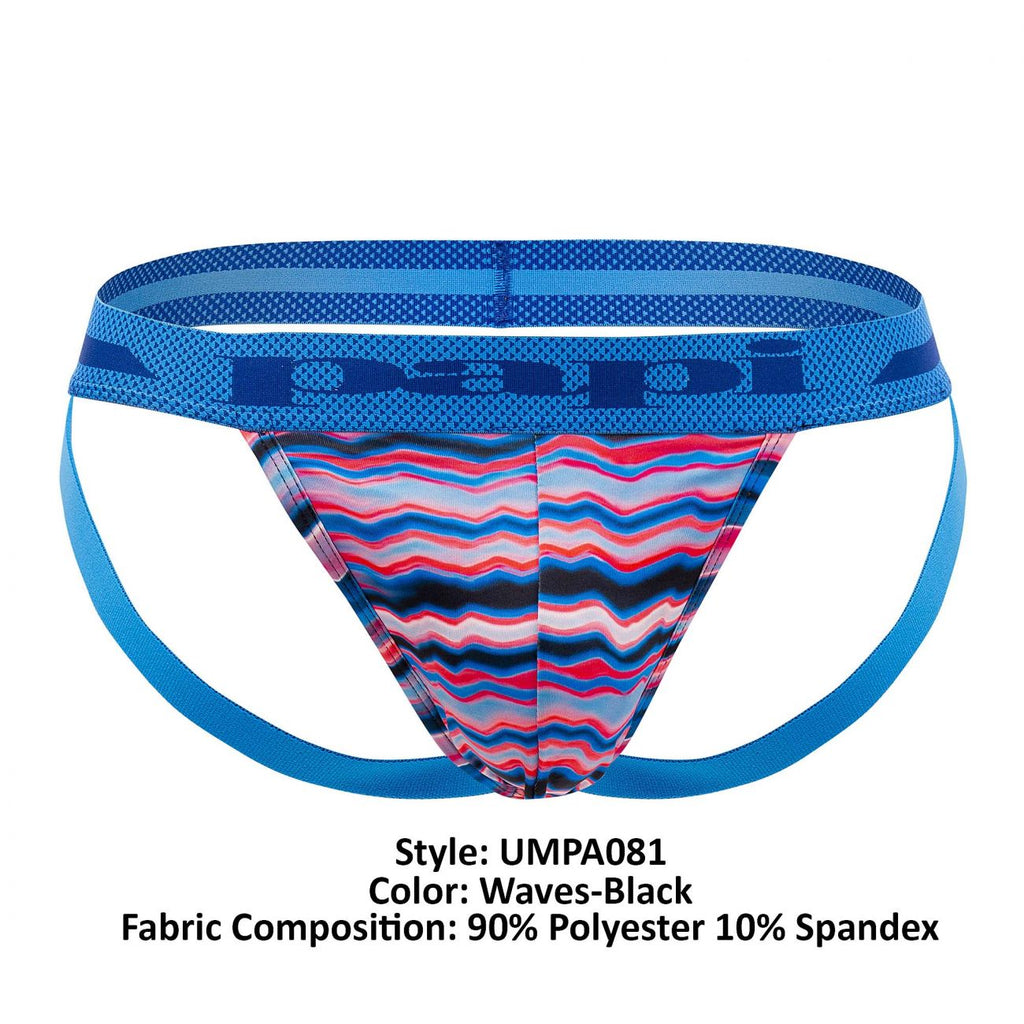 Papi UMPA081 2PK Microflex Jockstrap Color Waves-Black - DealByEthan.gay loves Papi