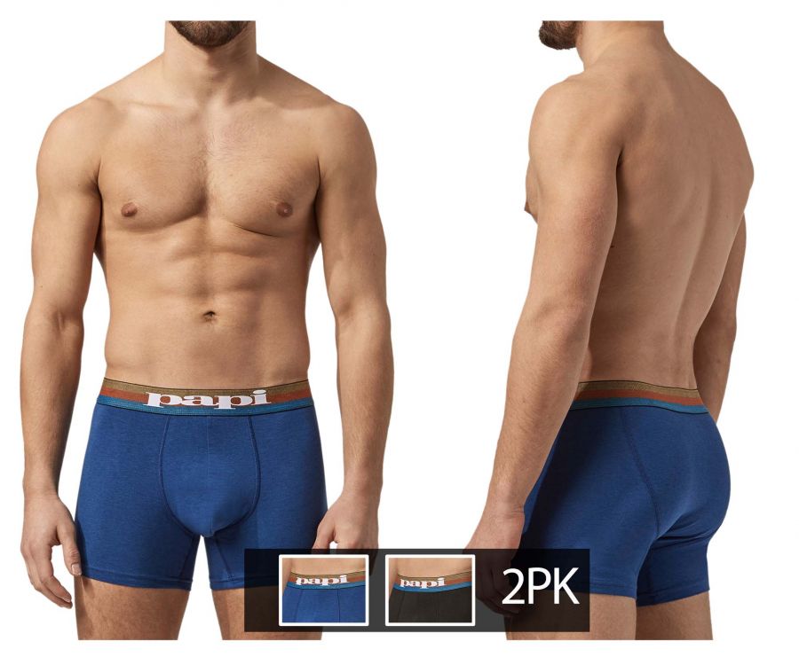 Papi UMPA088 2PK Microflex Brazilian Boxer Briefs Color Blue-Black - DealByEthan.gay loves Papi