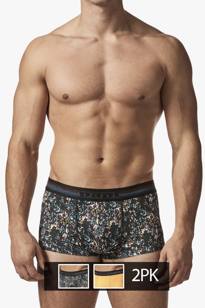 Papi UMPA107 2PK Microflex Performance Trunks Color Black-Yellow - DealByEthan.gay loves Papi