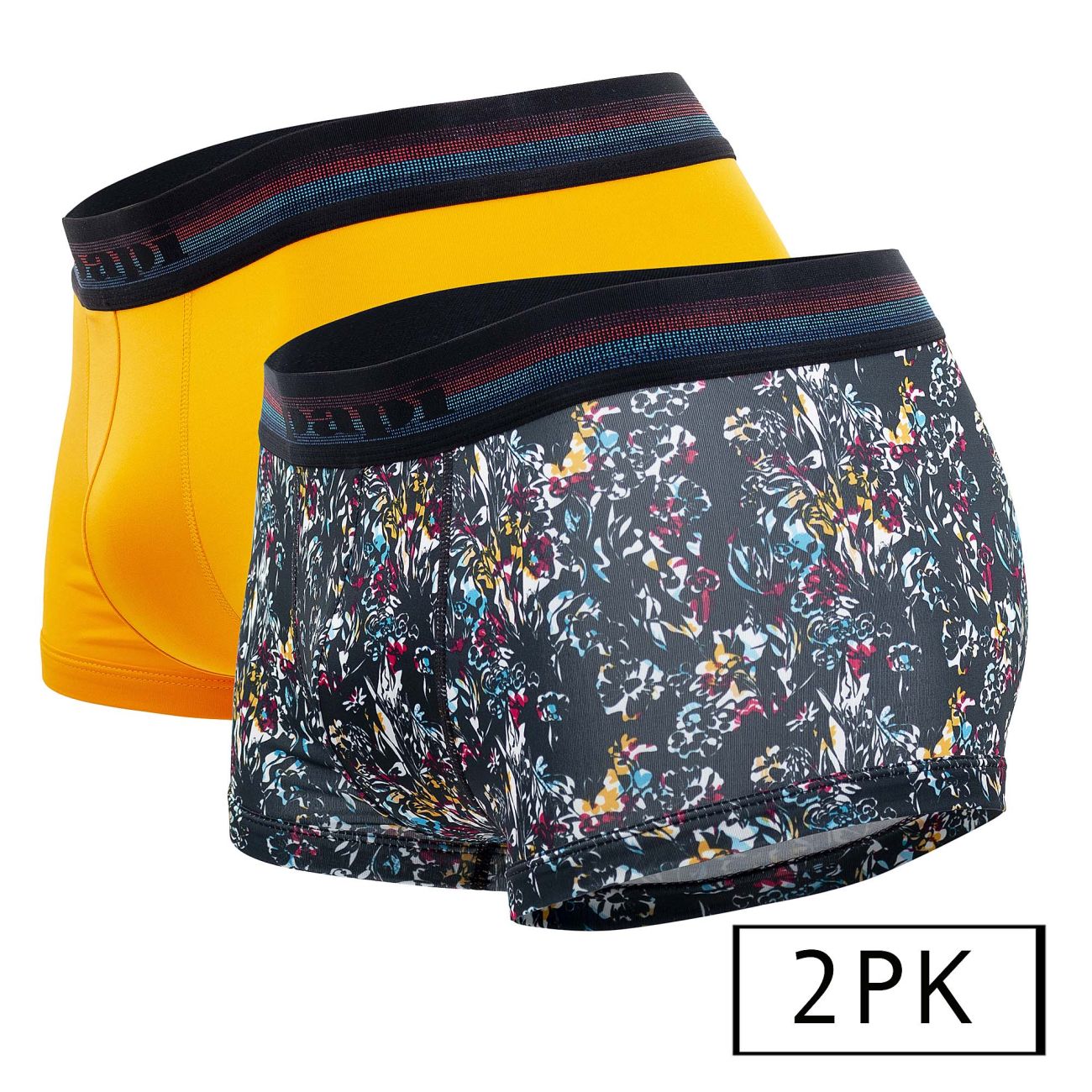 Papi UMPA107 2PK Microflex Performance Trunks Color Black-Yellow - DealByEthan.gay loves Papi