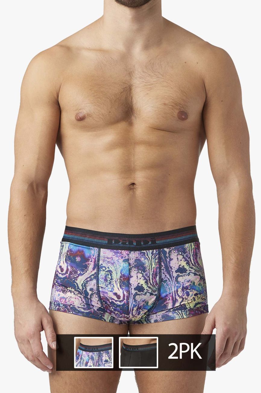 Papi UMPA107 2PK Microflex Performance Trunks Color Blue-Black - DealByEthan.gay loves Papi