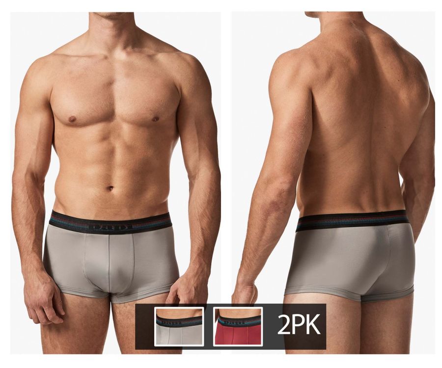 Papi UMPA107 2PK Microflex Performance Trunks Color Gray-Red - DealByEthan.gay loves Papi