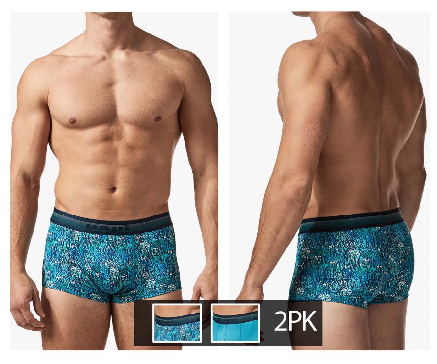 Papi UMPA107 2PK Microflex Performance Trunks Color Teal-Blue - DealByEthan.gay loves Papi