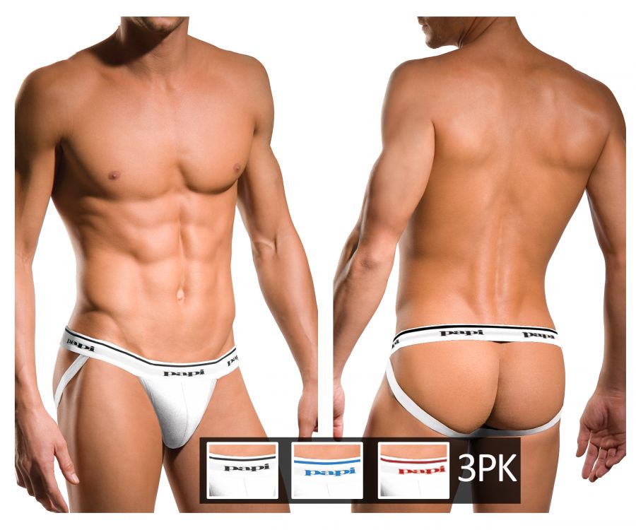 Papi 705910W-100 3PK 1X1 Rib Jockstrap Color White