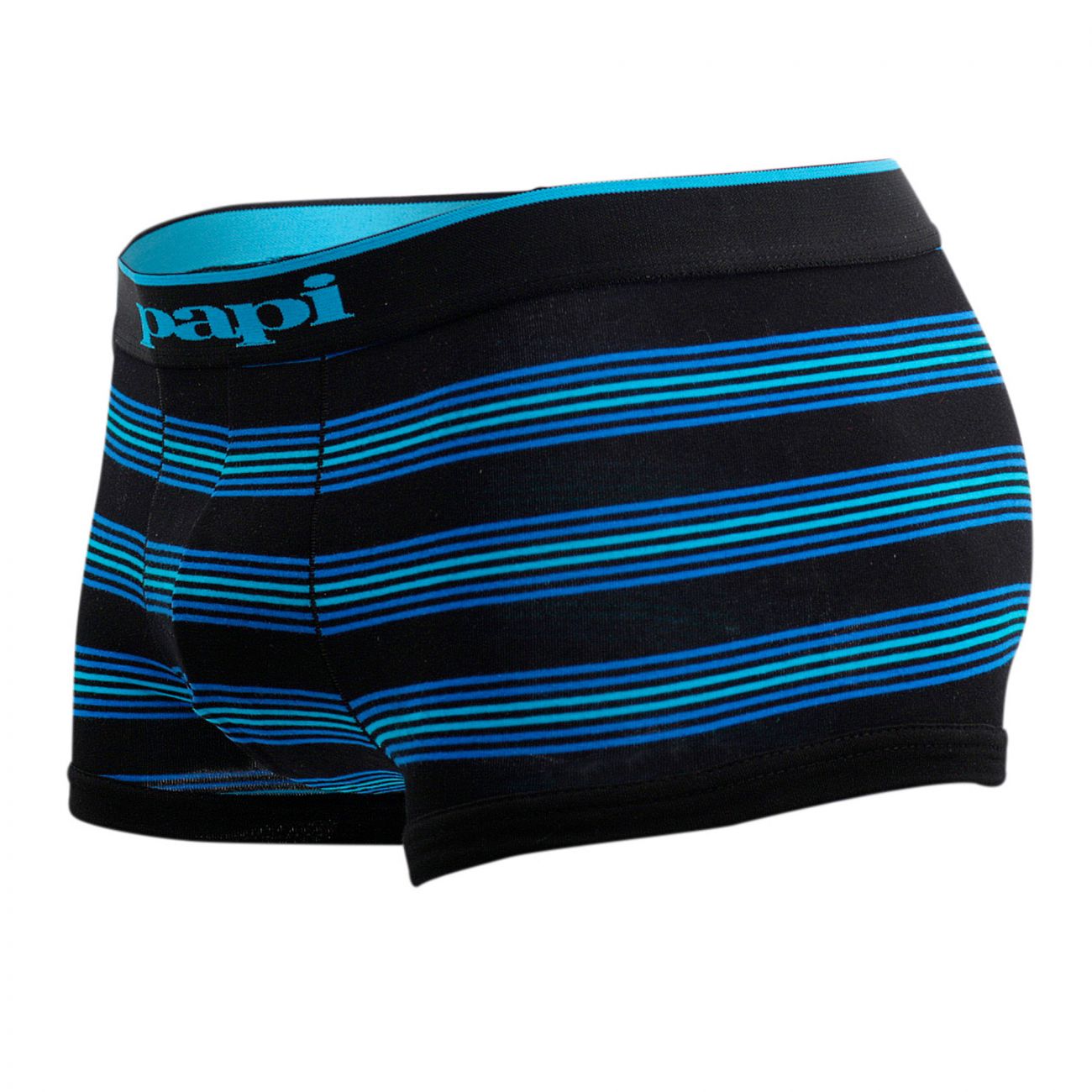 Papi 980503-969 Paquete de 3 hilos de algodón elásticos brasileños con banda de rayas de color turquesa y negro