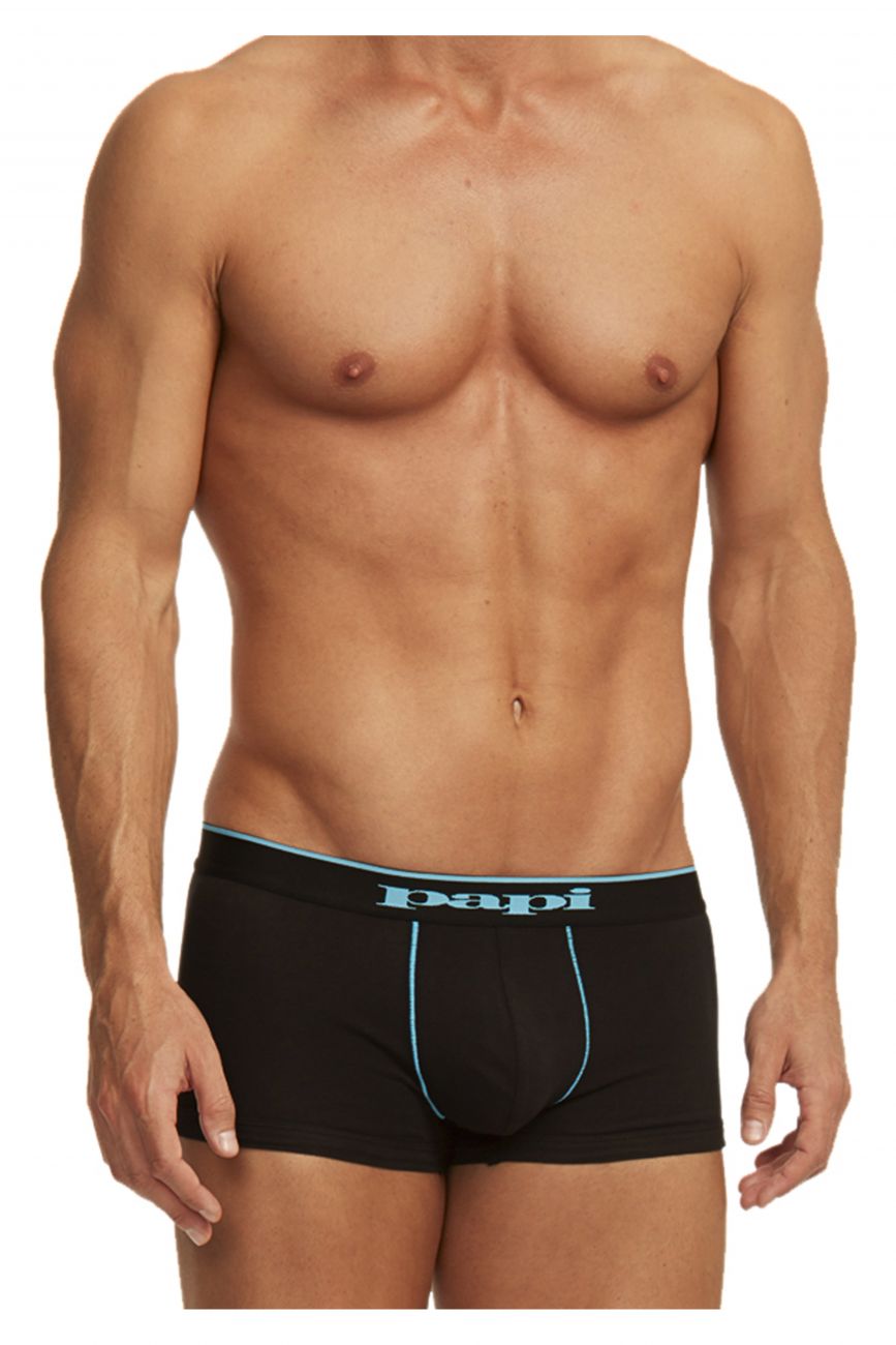 Papi 980503-969 Paquete de 3 hilos de algodón elásticos brasileños con banda de rayas de color turquesa y negro