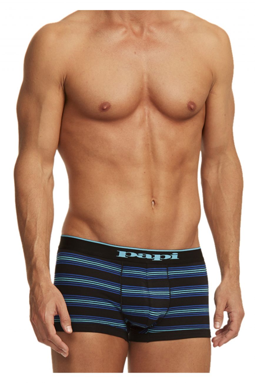 Papi 980503-969 Paquete de 3 hilos de algodón elásticos brasileños con banda de rayas de color turquesa y negro