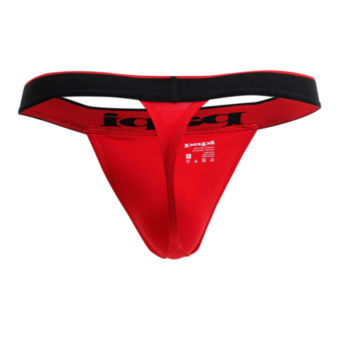 Papi 980902-950 3PK Cotton Stretch Thong Color Red-Gray-Black