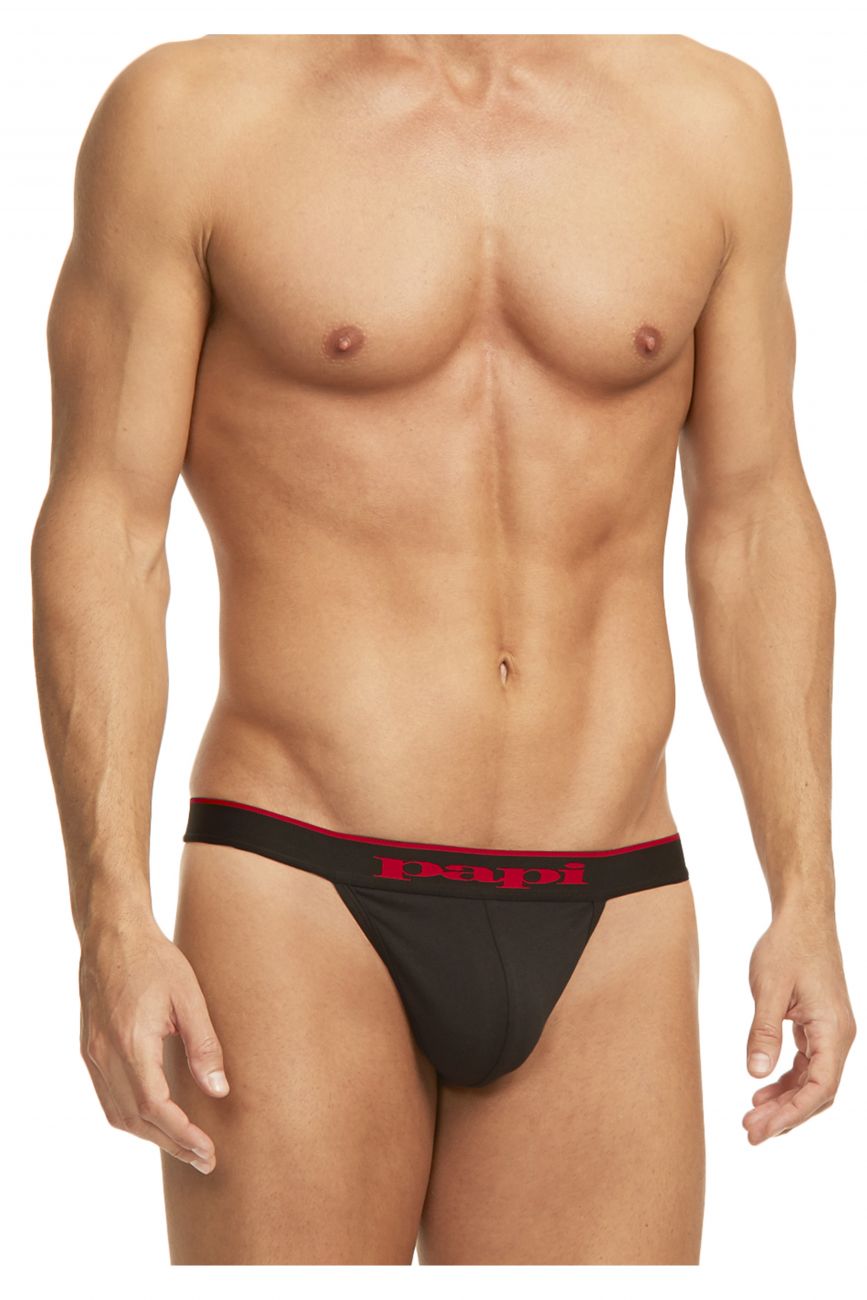 Papi 980902-950 3PK Cotton Stretch Thong Color Red-Gray-Black