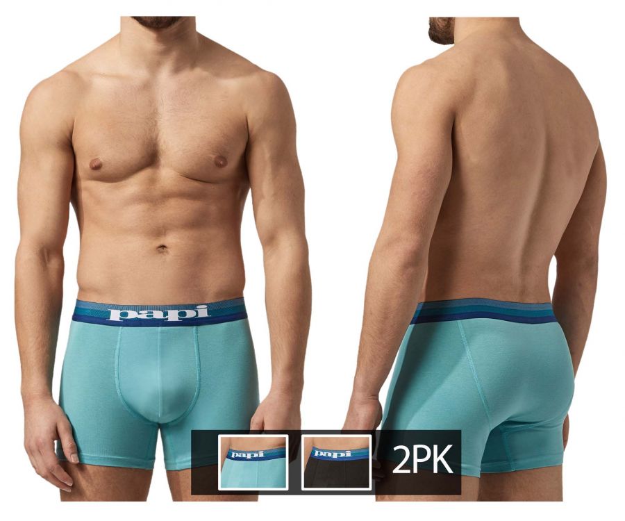 Papi UMPA088 2PK Microflex Brazilian Boxershorts Farbe Türkis-Schwarz