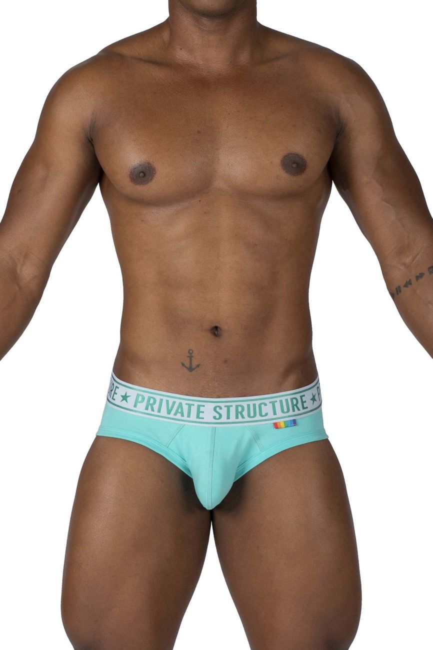 Private Structure EPUT4385 Pride 2PK Mid Waist Mini Briefs Color White-Green - DealByEthan.gay loves Private Structure
