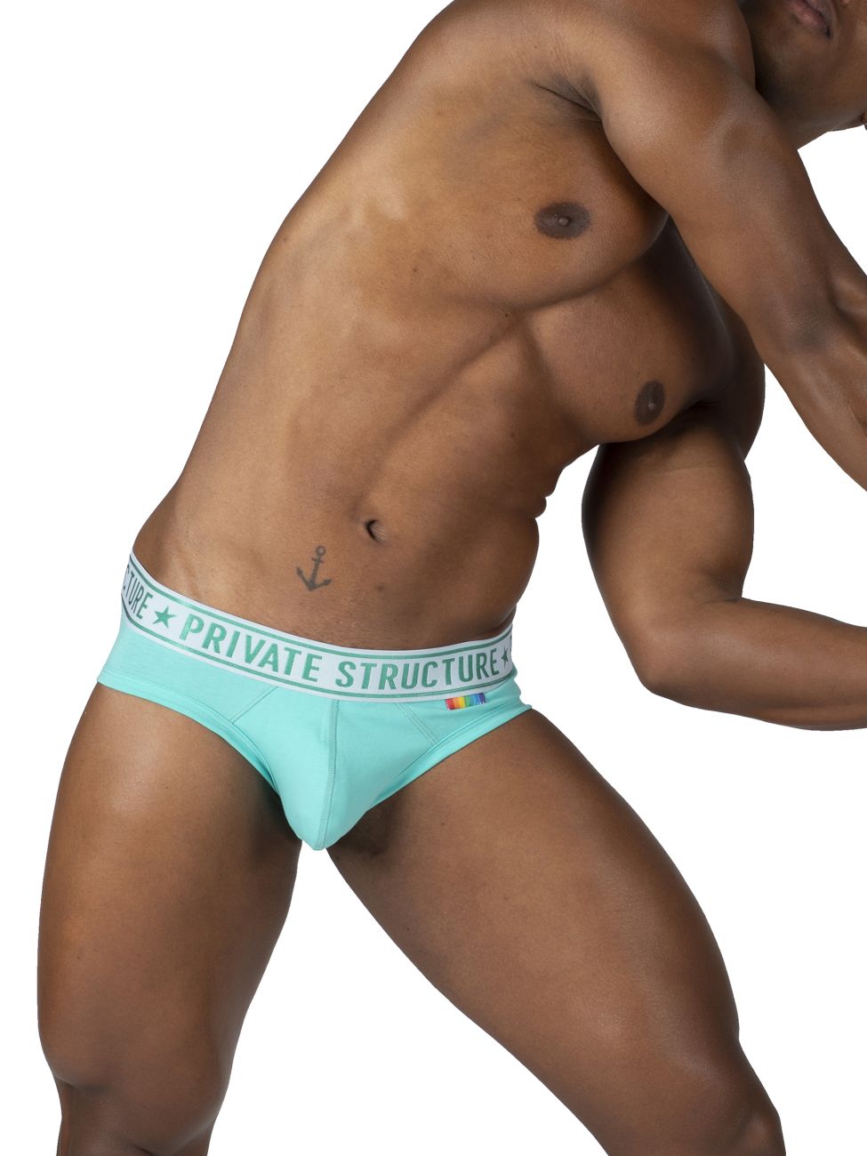 Private Structure EPUT4385 Pride 2PK Mid Waist Mini Briefs Color White-Green - DealByEthan.gay loves Private Structure